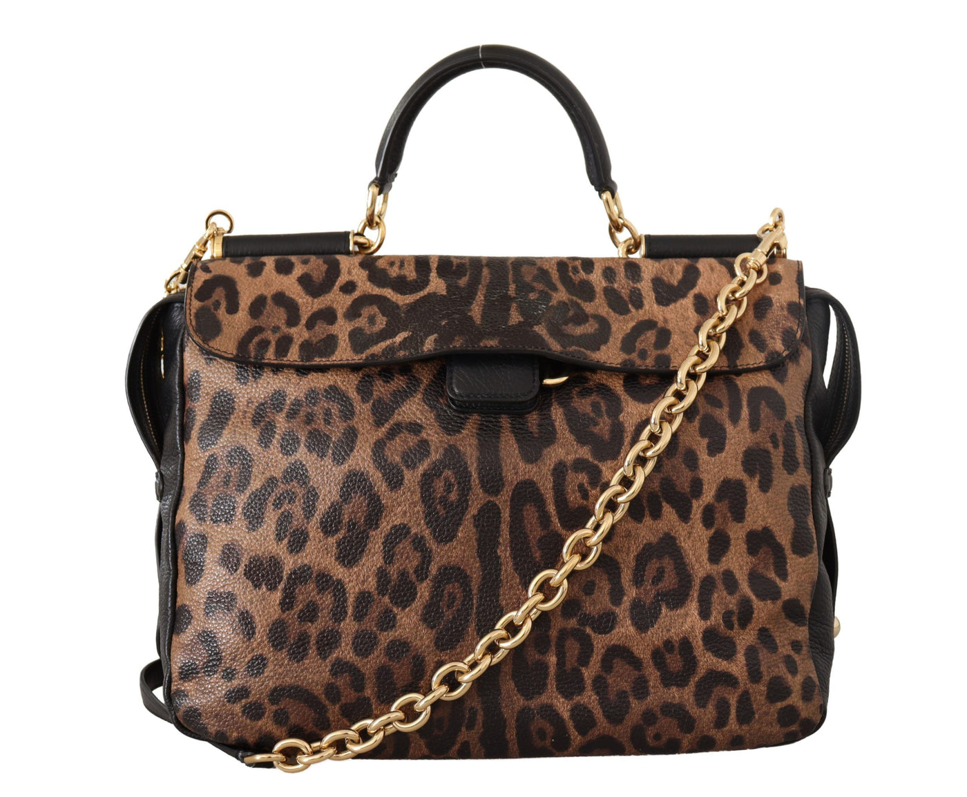 Brown Leopard Leather Purse Satchel Sicily Shoulder Bag