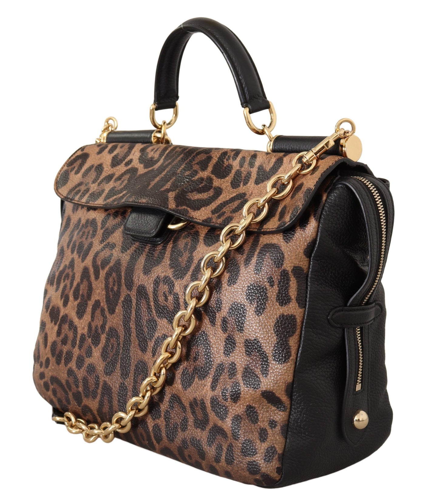 Brown Leopard Leather Purse Satchel Sicily Shoulder Bag