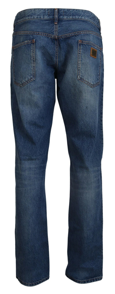 Blue Cotton Straight Fit Men Denim Jeans