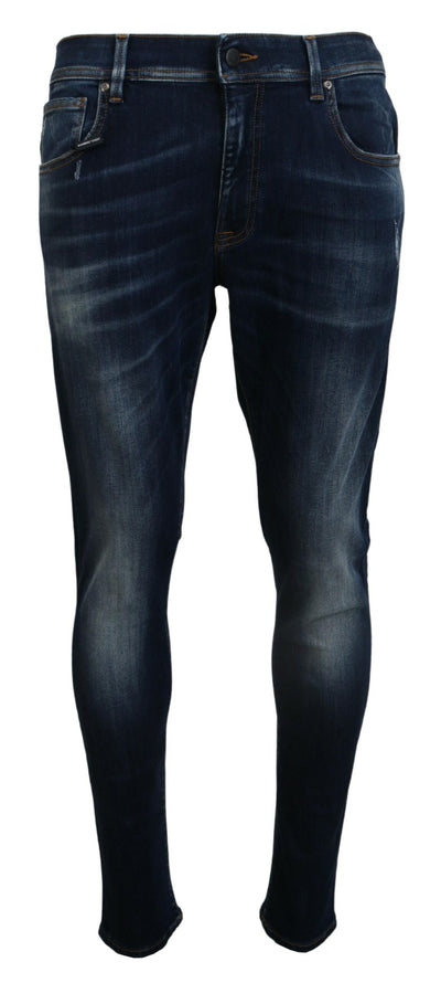 Blue Washed Cotton Slim Fit Men Denim Jeans