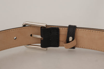 Black Calf Leather Brown Backend Metal Buckle Belt