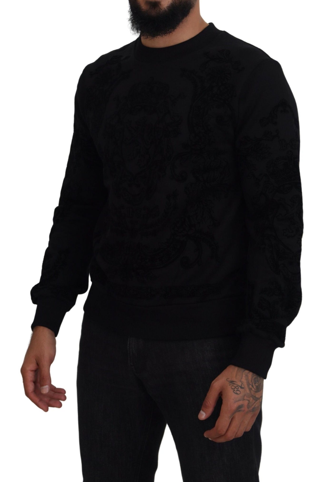 Black Crewneck Heritage Pullover Sweater