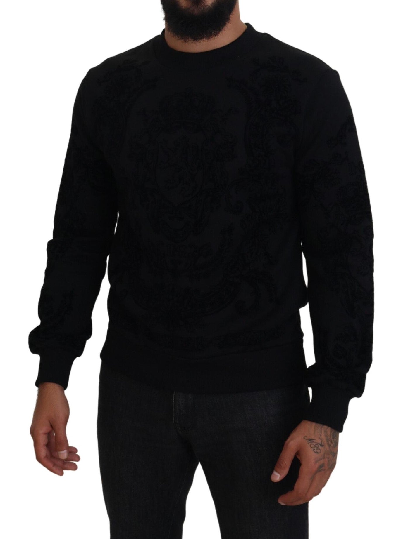 Black Crewneck Heritage Pullover Sweater