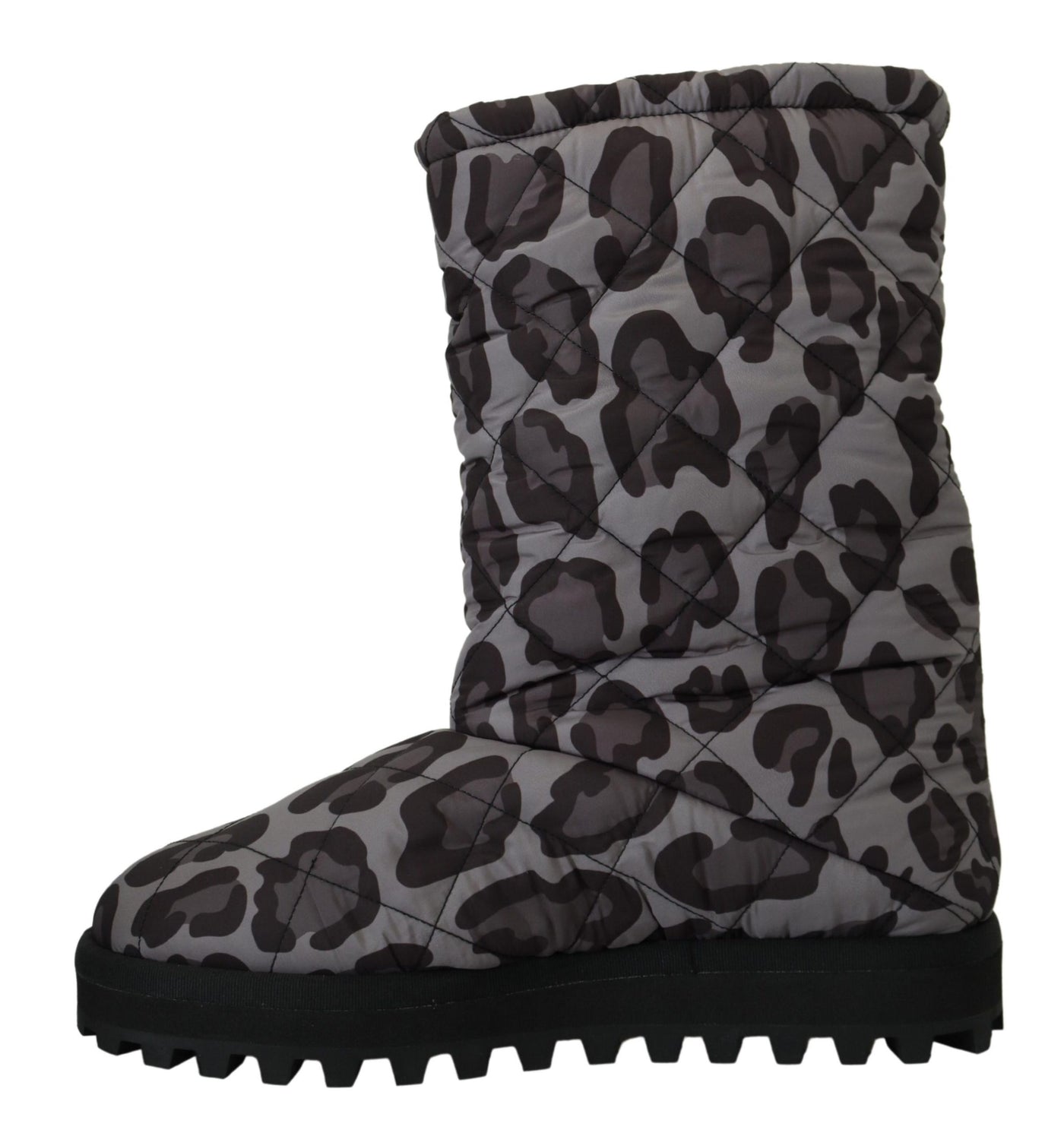 Gray Leopard Boots Padded Mid Calf Shoes