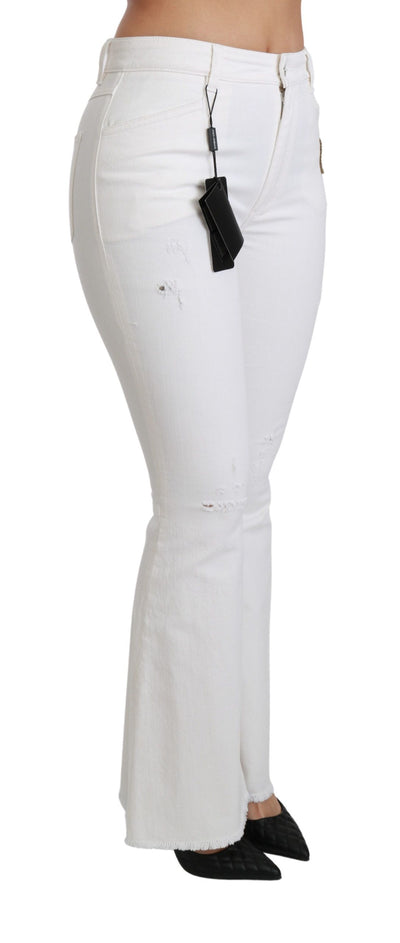 White Heart Flared Stretch Cotton Pants