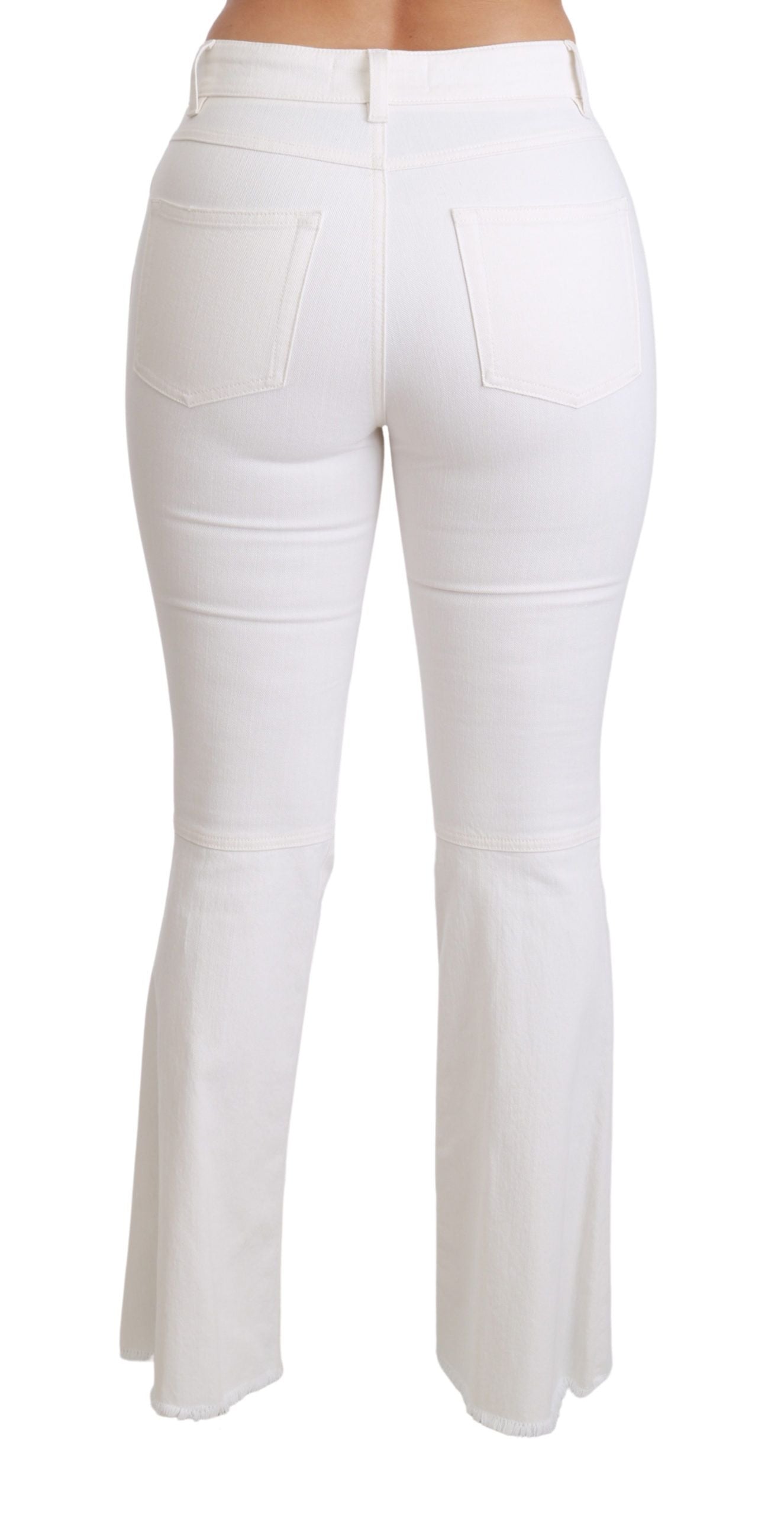 White Heart Flared Stretch Cotton Pants