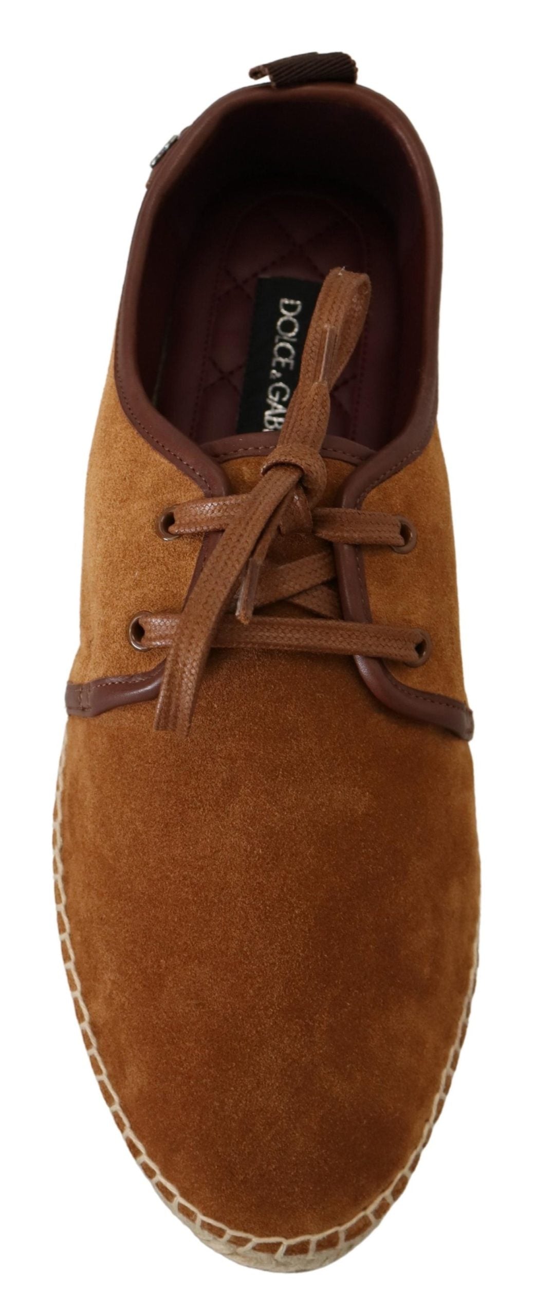 Brown Leather Mens Logo Casual Espadrilles Shoes