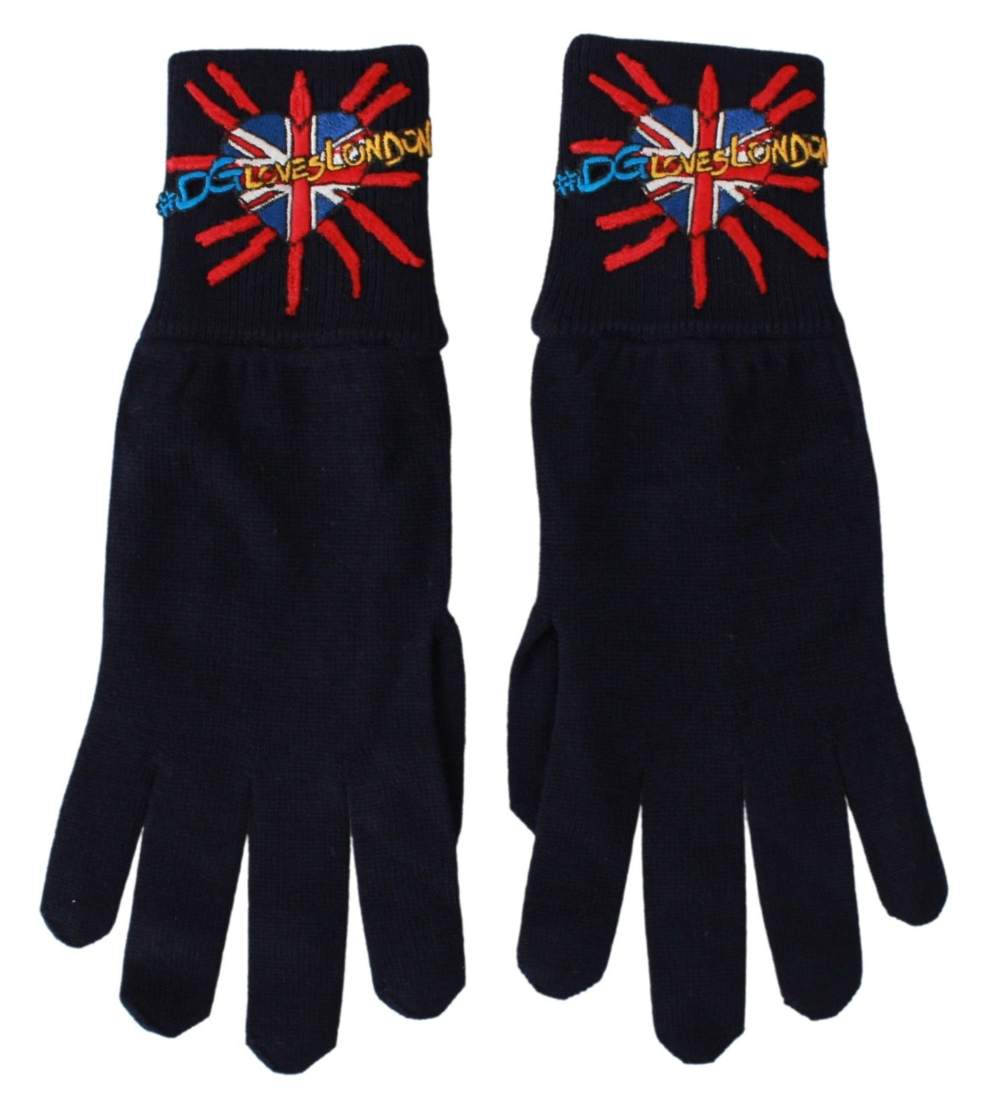 Blue #DGLovesLondon Embroidered Wool Gloves