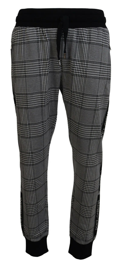 Black White Plaid Men Jogger Pants