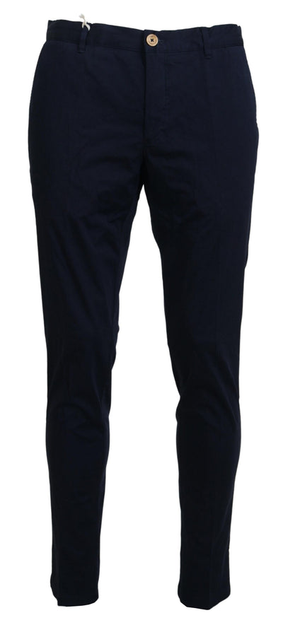 Dark Blue Cotton Skinny Men Pants