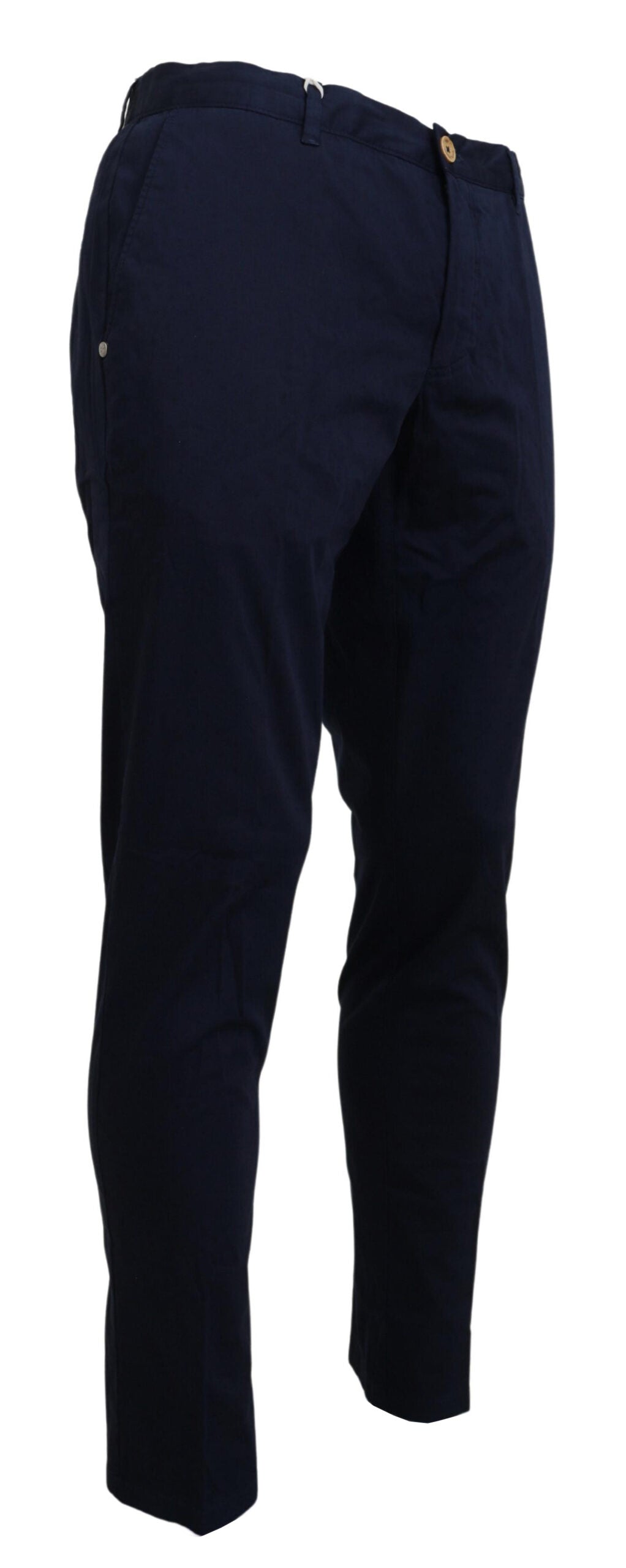 Dark Blue Cotton Skinny Men Pants