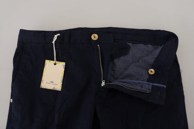 Dark Blue Cotton Skinny Men Pants