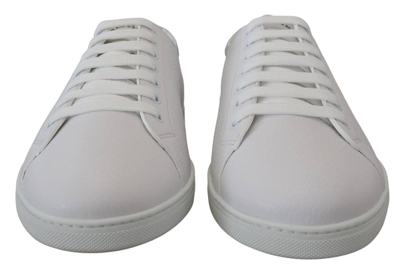 White Leather Low Top Sneakers Shoes