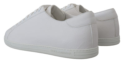 White Leather Low Top Sneakers Shoes