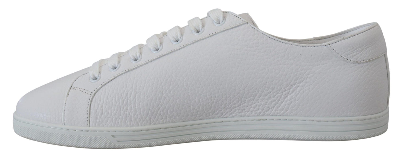 White Leather Low Top Sneakers Shoes