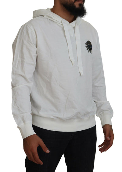 White Cotton Hooded Sweatshirt Logo Sweater