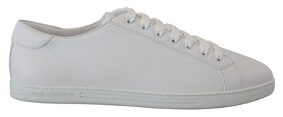 White Leather Low Top Sneakers Shoes