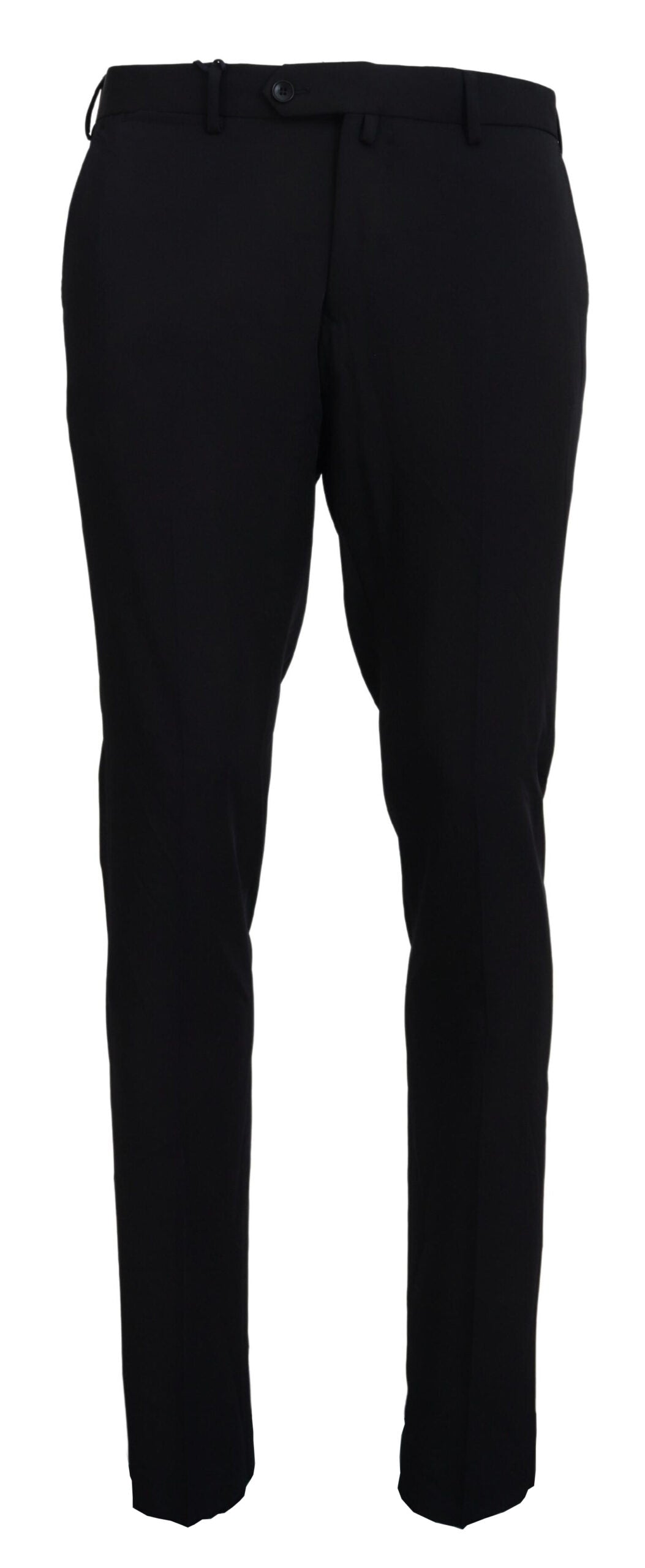 Black Polyester Tapered Dress Pants