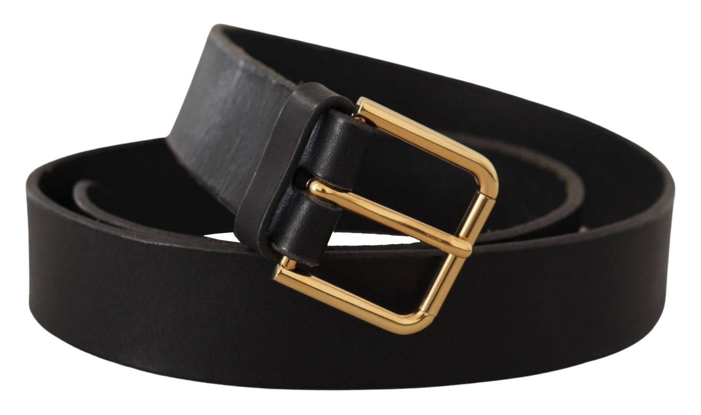 Brown Gold Metal Logo Buckle Calf Leather Belt