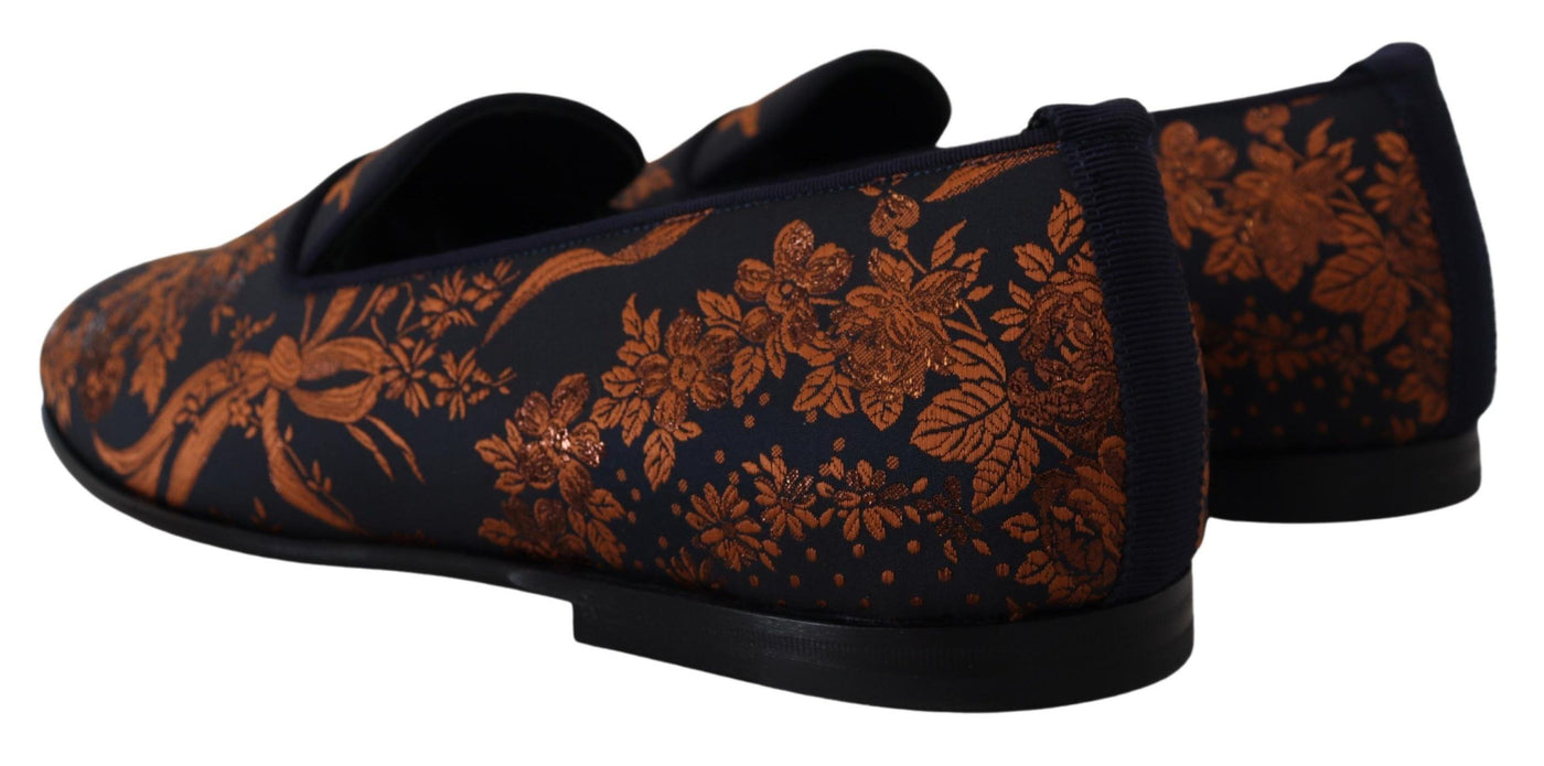 Blue Rust Floral Slippers Loafers Shoes