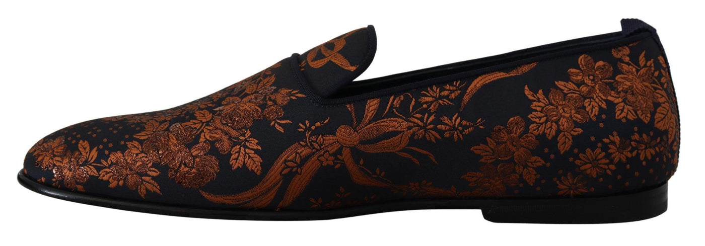 Blue Rust Floral Slippers Loafers Shoes