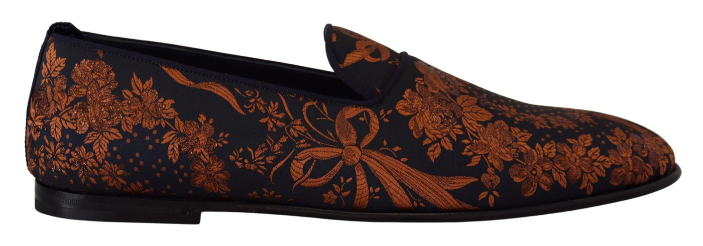 Blue Rust Floral Slippers Loafers Shoes