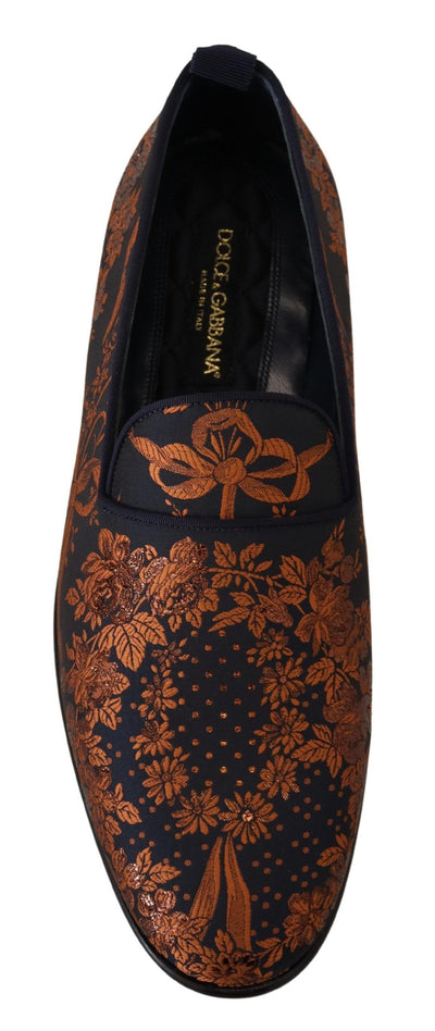 Blue Rust Floral Slippers Loafers Shoes