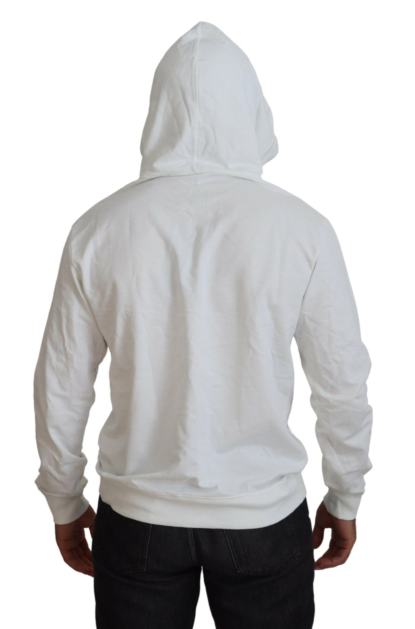 White Cotton Hooded Sweatshirt Logo Sweater