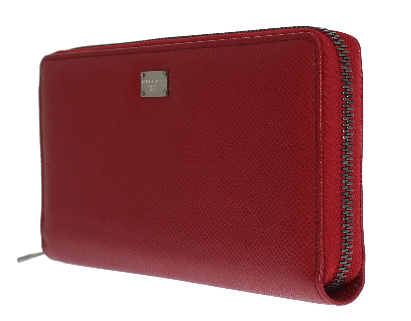 Red Dauphine Leather Zip Around Continental Wallet