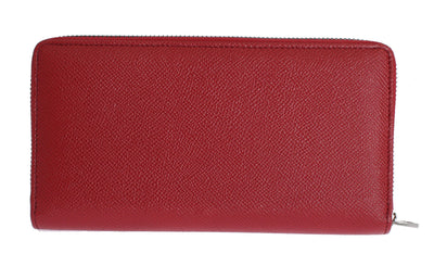 Red Dauphine Leather Zip Around Continental Wallet