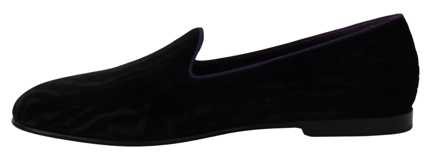 Black Velvet Crown King Loafers Slipon Purple Shoes