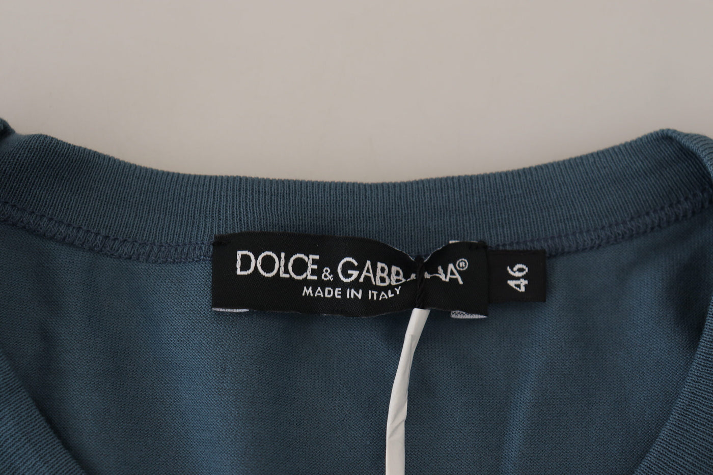 Blue Cotton DG Plaque Crewneck Men T-shirt