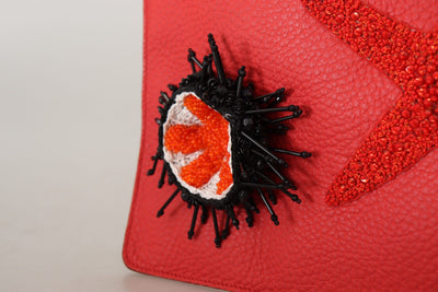 Red Leather Clutch Shoulder Borse Starfish Purse