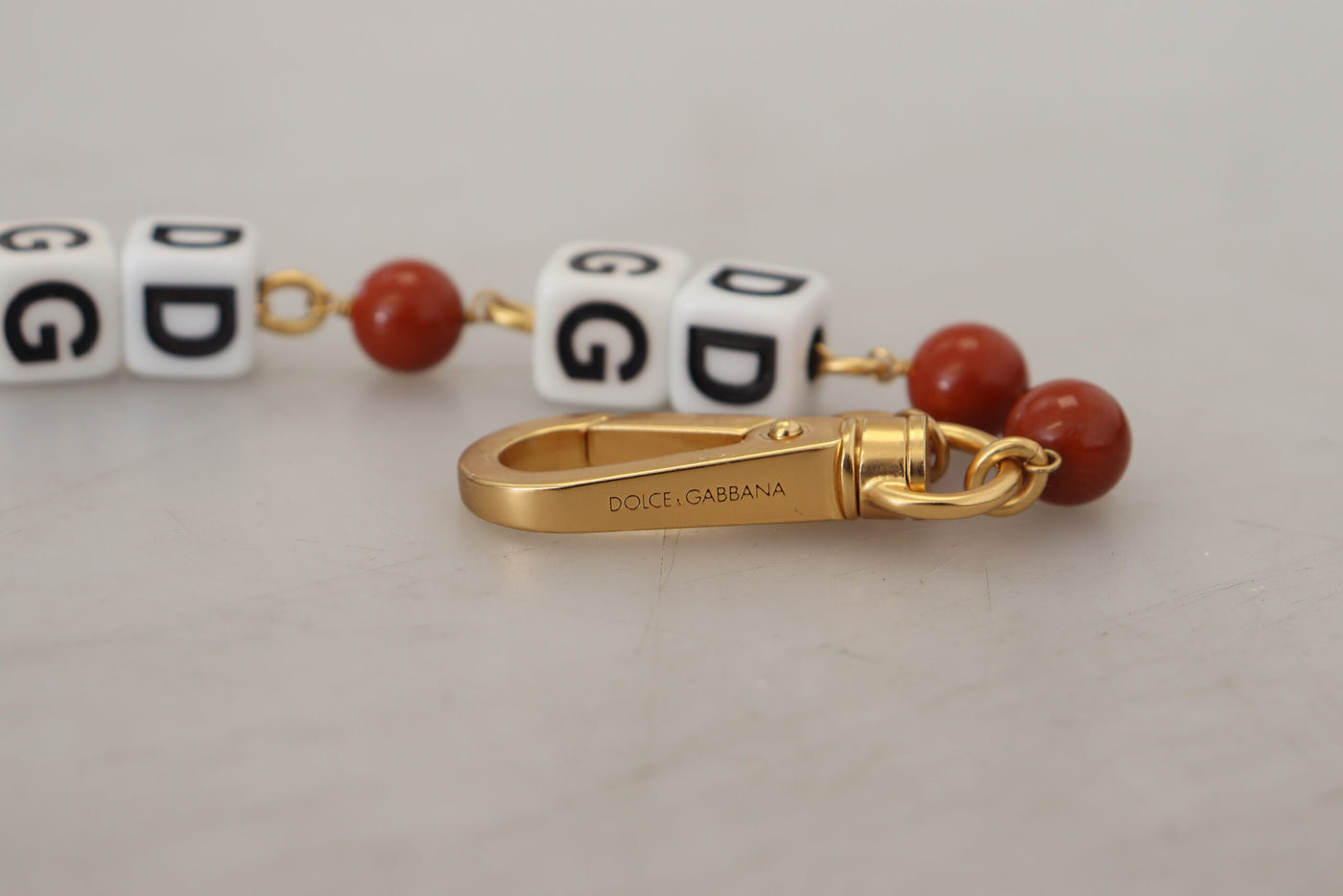 Gold Chain Brass Beaded Lobster Clasp Logo Bracelet