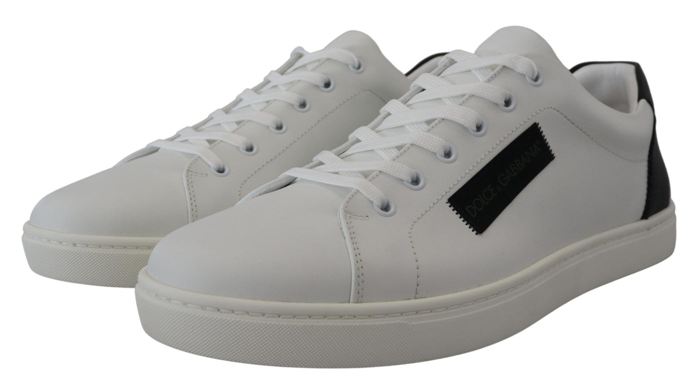 White Black Leather Low Top Sneakers