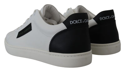 White Black Leather Low Top Sneakers