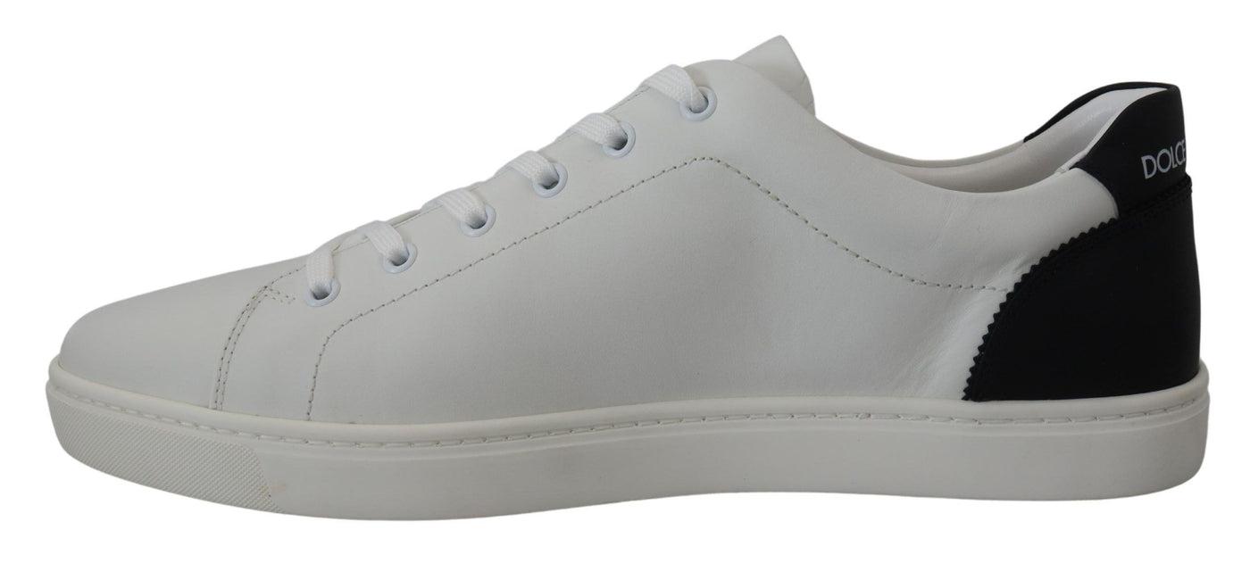 White Black Leather Low Top Sneakers