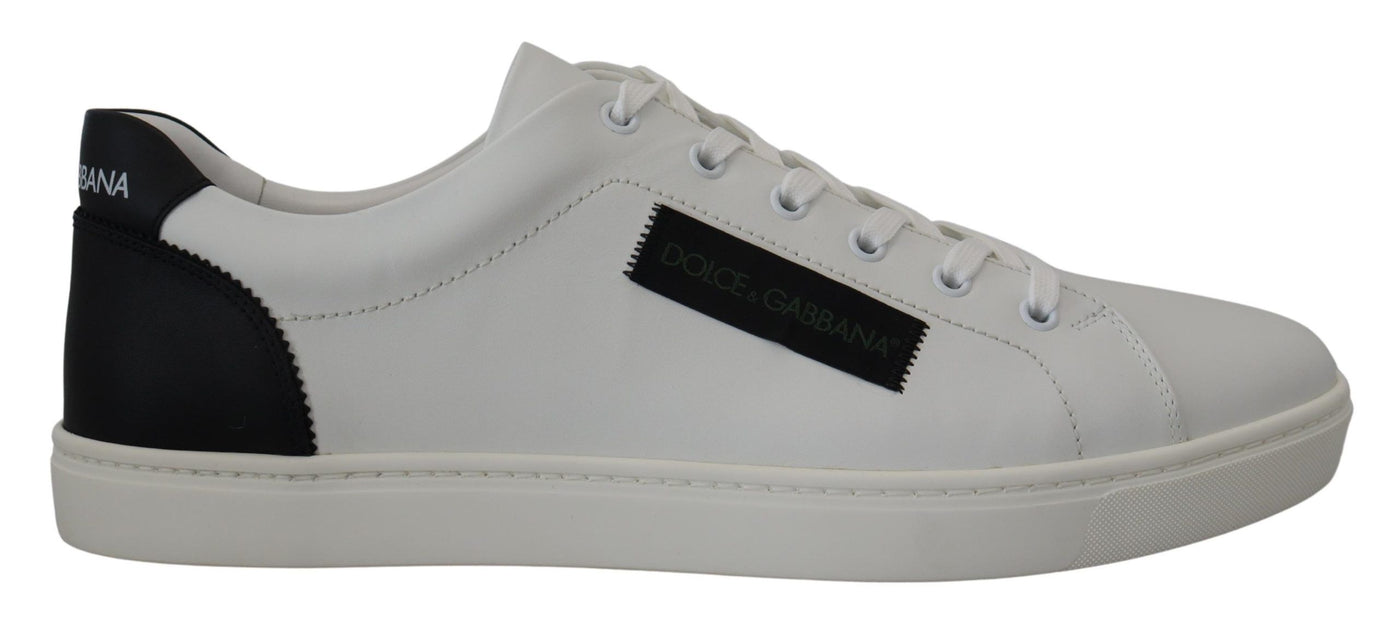 White Black Leather Low Top Sneakers