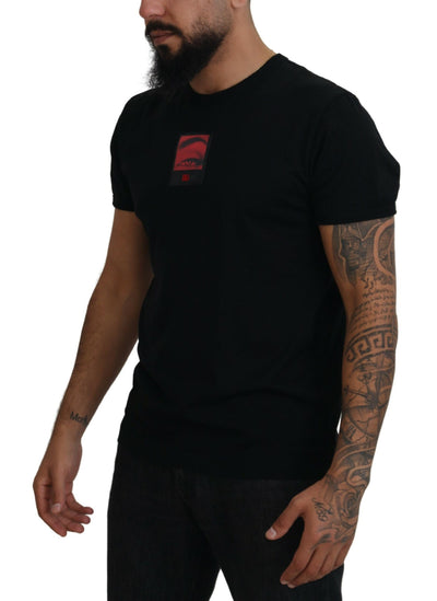 Black Printed Men Short Sleeves T-shirt