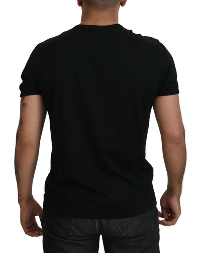 Black Printed Men Short Sleeves T-shirt