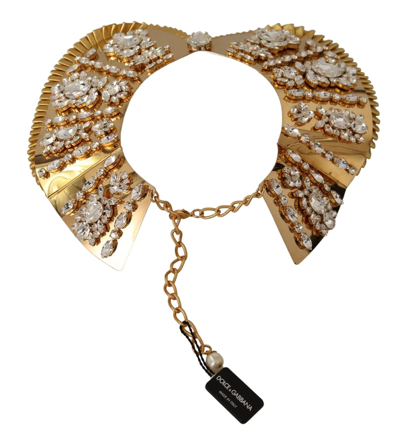 Gold Tone Clear Crystal Embellished Collar Necklace