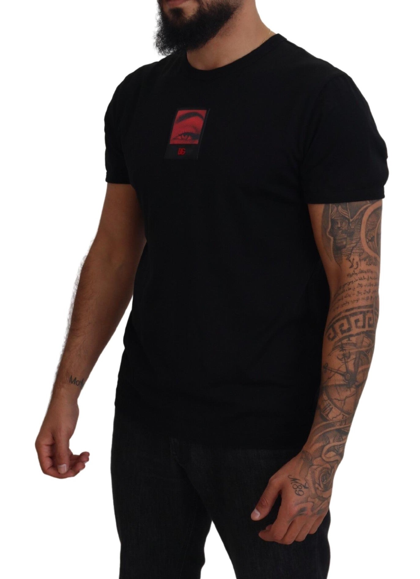 Black Printed Men Short Sleeves T-shirt