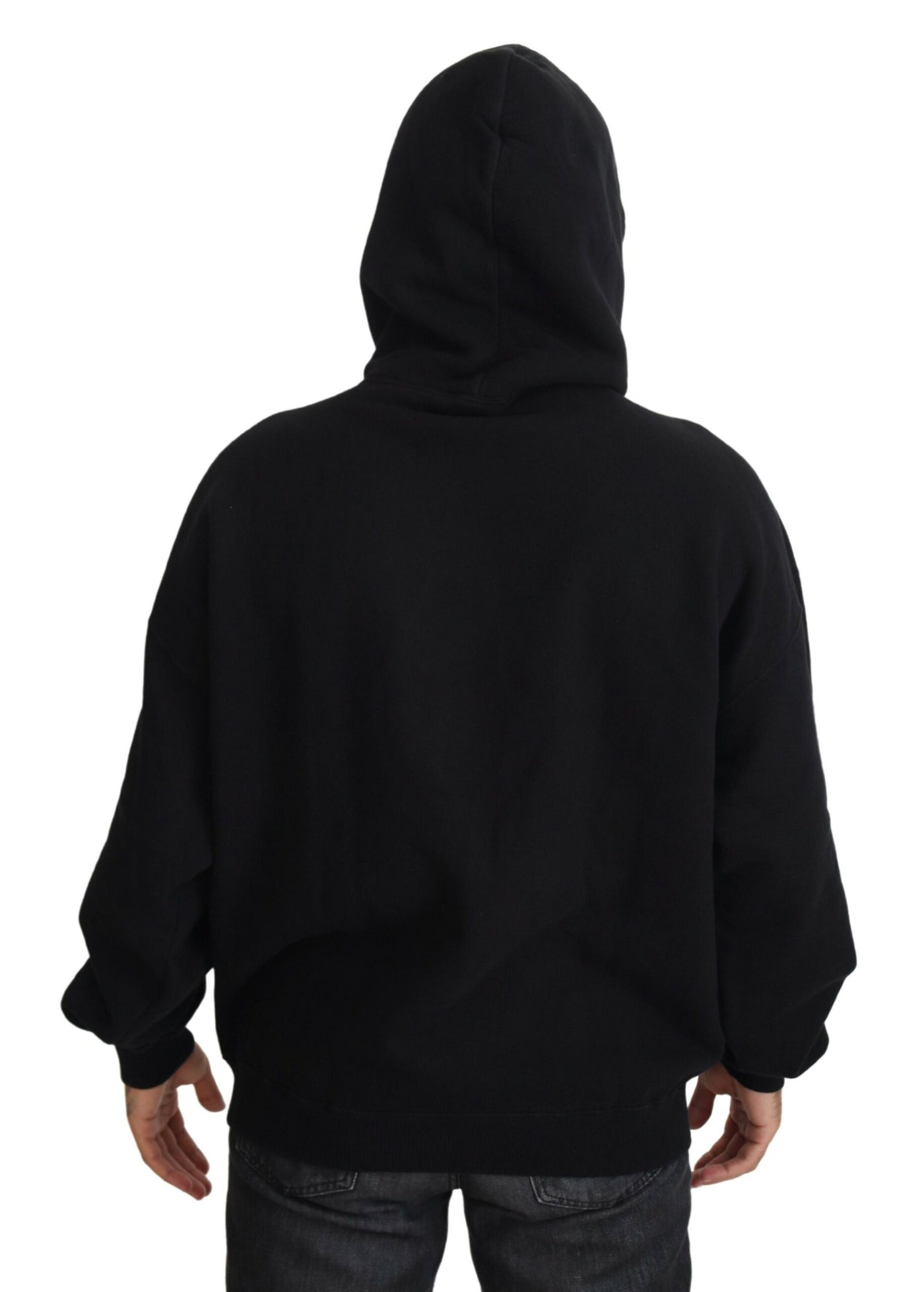 Black Cotton Hooded Sweatshirt Sweater