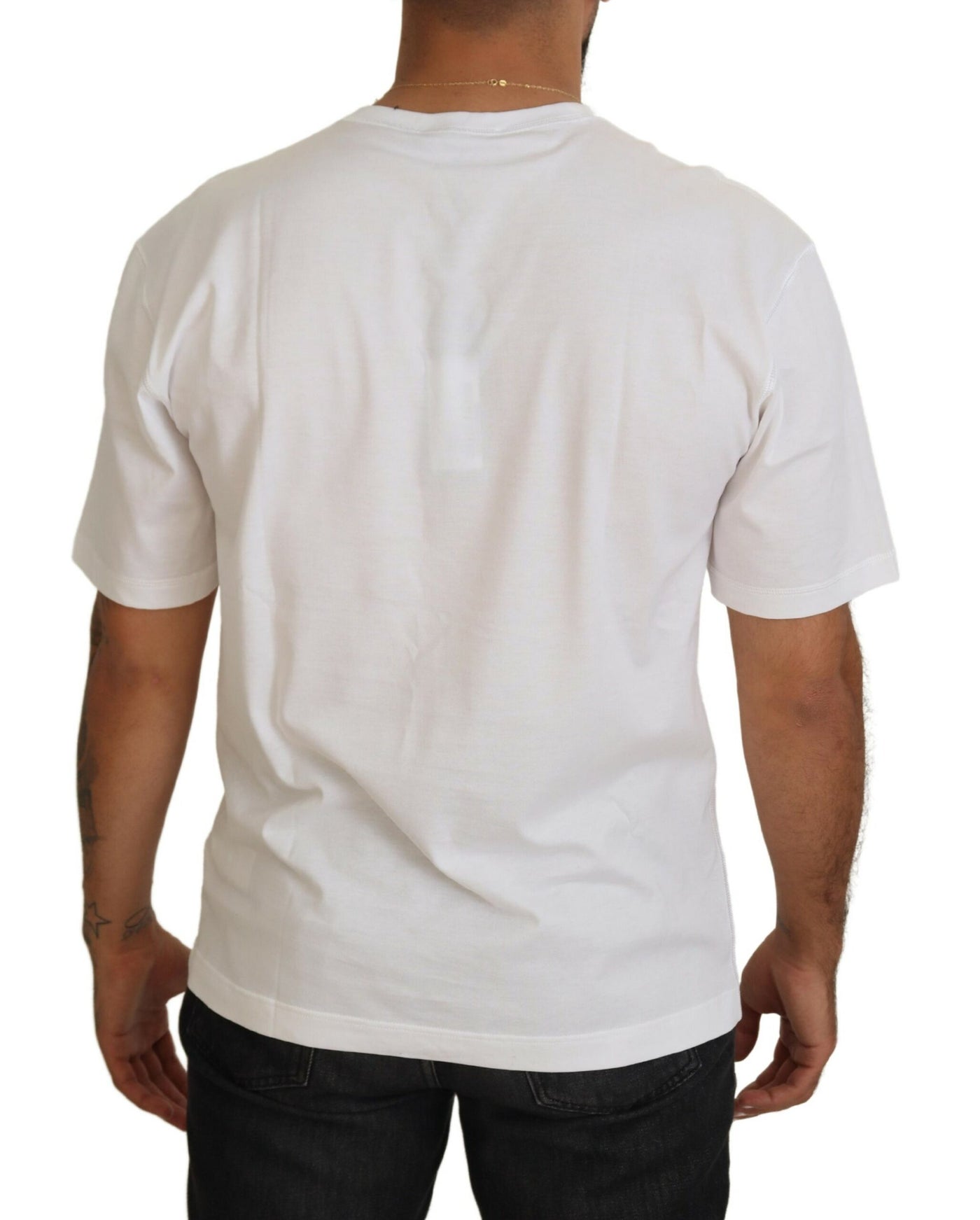 White Printed Men Short Sleeves T-shirt