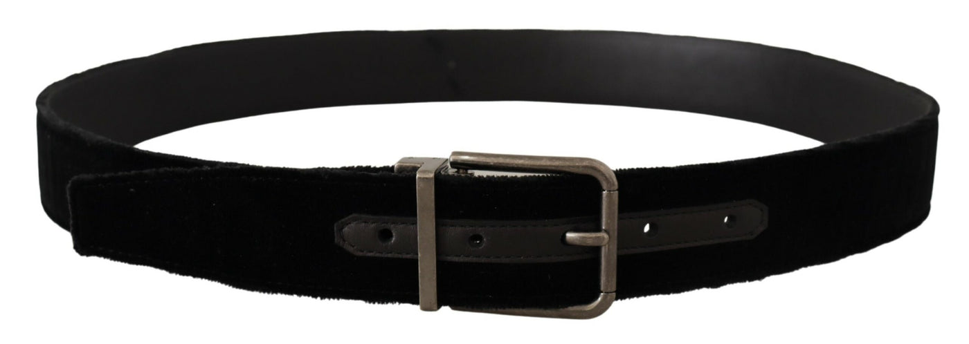 Black Velvet Chrome Metal Box Buckle Belt