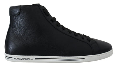 Black Leather High Tops High Shoes