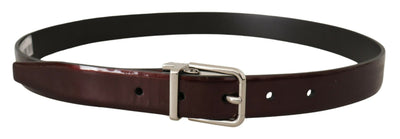 Brown Patent Leather Silver Metal Buckle Belt