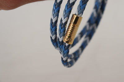 Multicolor Braided Wrap Around Leather Brass Bracelet