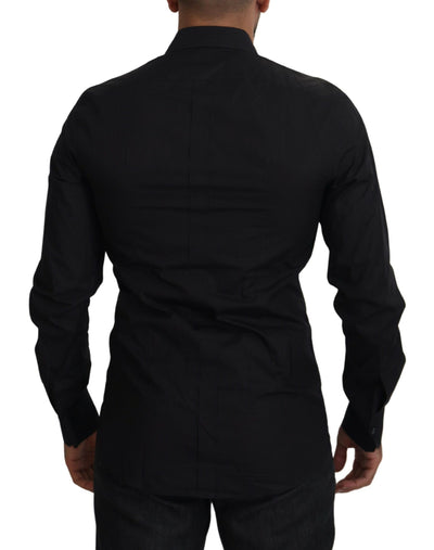 Black Floral Embroidery Men Long Sleeves GOLD Shirt