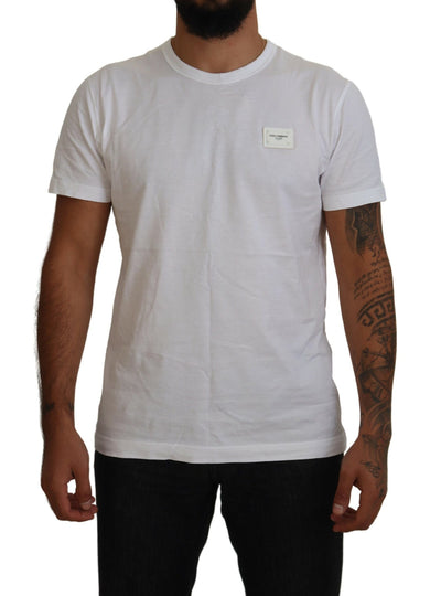 White DG Logo Plaque Crewneck Casual T-shirt